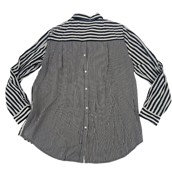 Jane Delancey Women’s XL Striped 100% Rayon Long Sleeve Button Up Shirt RELAXED - Picture 2 of 9
